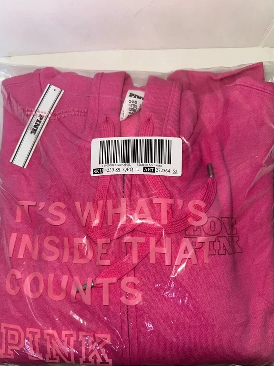 Victoria’s Secret PINK Strawberry Hoodie Berry Best Since 1986 NWT l Size L - Picture 5 of 5